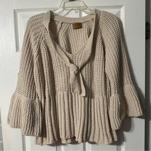 POL Cream V-Neck Sweater